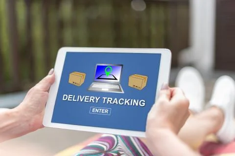 Delivery tracking concept on a tablet Stock Photos