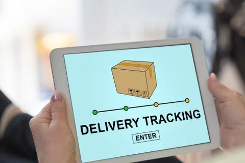 Delivery tracking concept on a tablet Stock Photos
