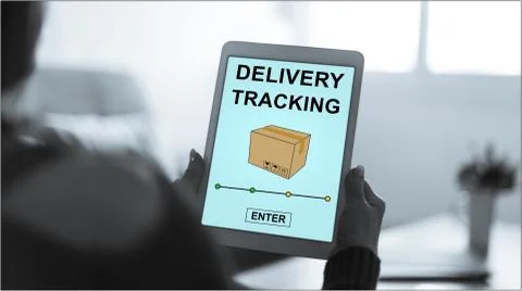 Delivery tracking concept on a tablet Stock Photos