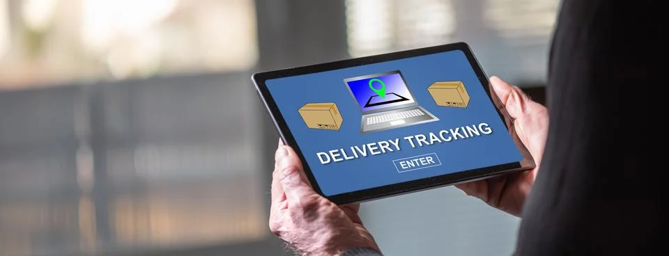 Delivery tracking concept on a tablet Stock Photos