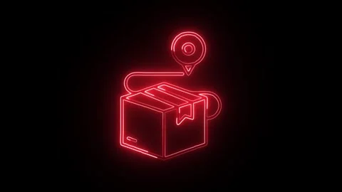 Delivery Tracking Isolated on Black Background Neon Shipping Route Animation 库存影片 330854971