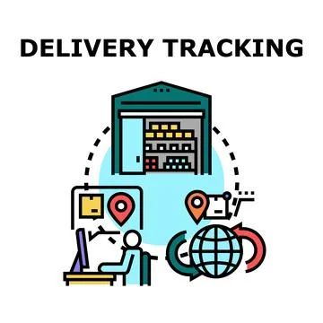 Delivery tracking logistics and global shipping management Stock Illustration