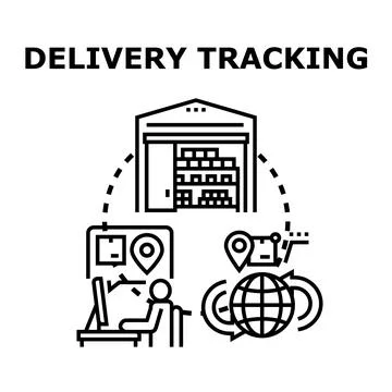 Delivery tracking logistics and global shipping management Stock Illustration