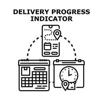 Delivery tracking progress indicator on digital devices Stockillustratie