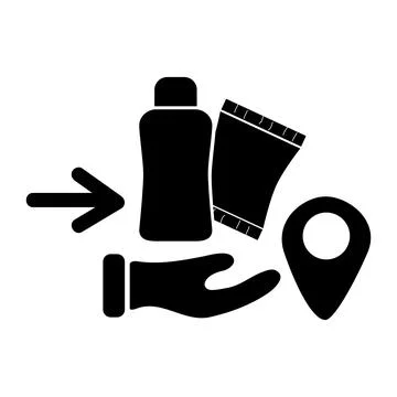 Delivery tracking, simple vector illustration, hand hold or bring stuff Stock Illustration