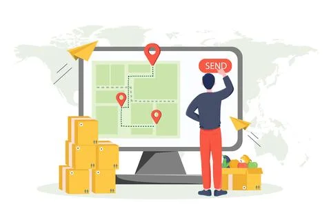 Delivery tracking system concept. Vector illustration Stock Illustration