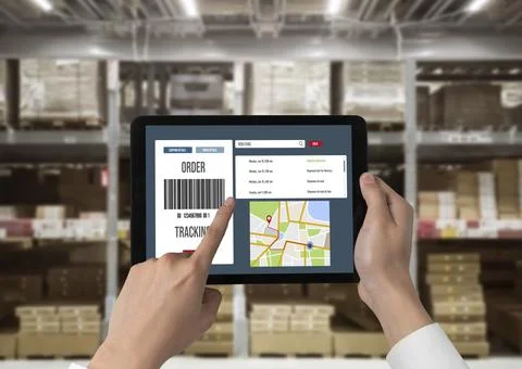 Delivery tracking system for e-commerce and modish online business Foto stock