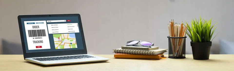 Delivery tracking system for e-commerce and modish online business Stockfoto's