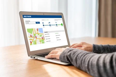 Delivery tracking system for e-commerce and modish online business Foto stock