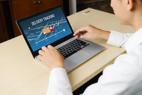 Delivery tracking system for e-commerce and modish online business Foto stock