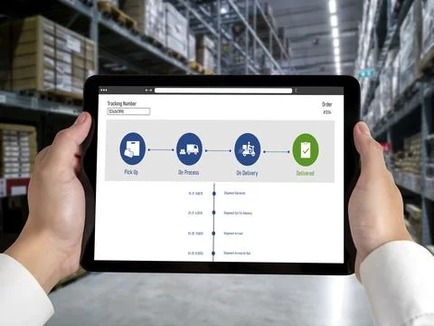 Delivery tracking system for e-commerce and modish online business Stockfoto's