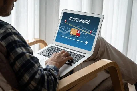 Delivery tracking system for e-commerce and modish online business Foto stock