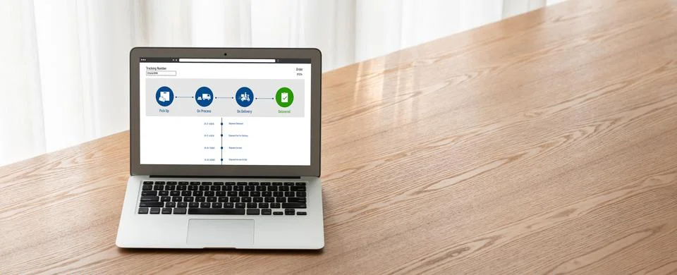 Delivery tracking system for e-commerce and modish online business Stock Photos