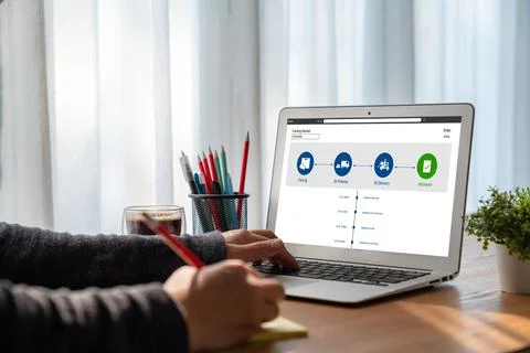 Delivery tracking system for e-commerce and modish online business 库存照片
