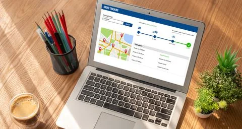 Delivery tracking system for e-commerce and modish online business 库存照片