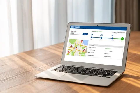 Delivery tracking system for e-commerce and modish online business Foto stock