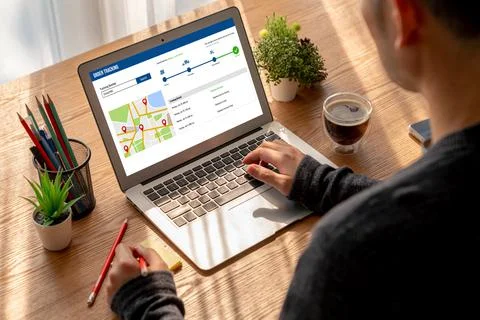 Delivery tracking system for e-commerce and modish online business Foto stock