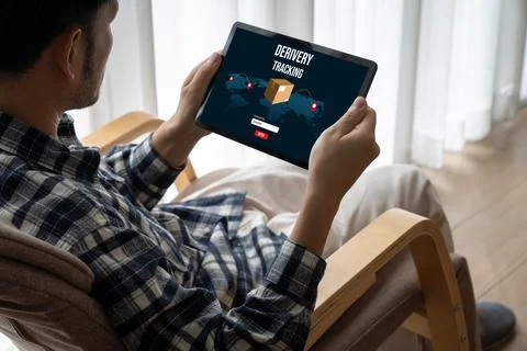 Delivery tracking system for e-commerce and modish online business Foto stock