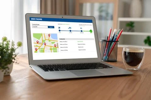 Delivery tracking system for e-commerce and modish online business Foto stock