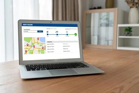 Delivery tracking system for e-commerce and modish online business Stock Photos