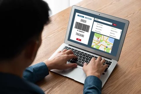 Delivery tracking system for e-commerce and modish online business Foto stock