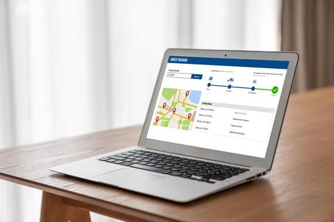 Delivery tracking system for e-commerce and modish online business Stock Photos