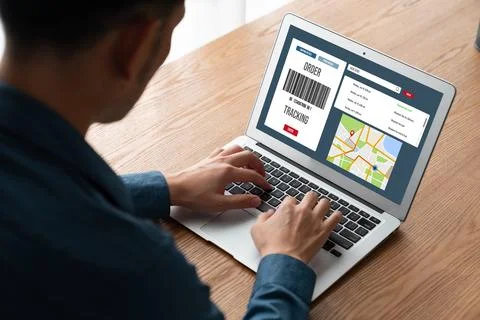 Delivery tracking system for e-commerce and modish online business Fotos Stock