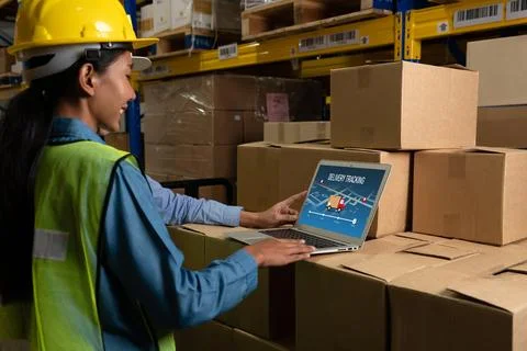 Delivery tracking system for e-commerce and modish online business Foto stock
