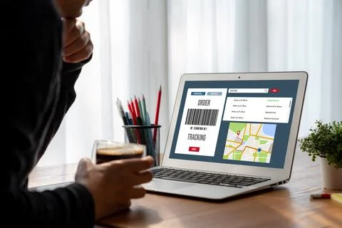 Delivery tracking system for e-commerce and modish online business Fotos Stock