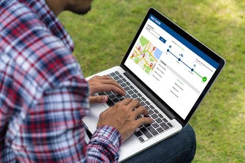 Delivery tracking system for e-commerce and modish online business Stock Photos