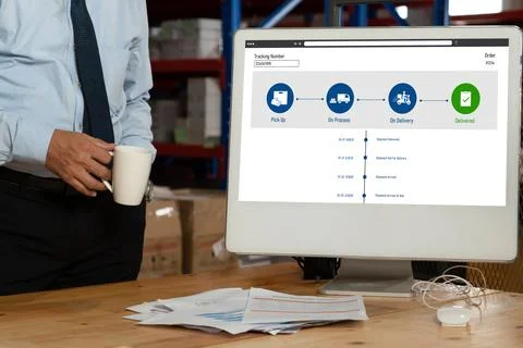 Delivery tracking system for e-commerce and modish online business Foto stock