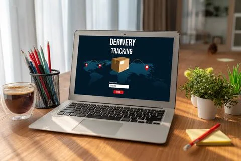 Delivery tracking system for e-commerce and modish online business Foto stock