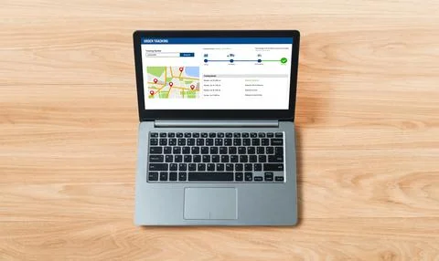 Delivery tracking system for e-commerce and modish online business Stock Photos