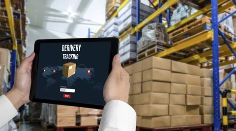 Delivery tracking system for e-commerce and modish online business 库存照片