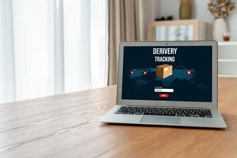 Delivery tracking system for e-commerce and modish online business Stock Photos