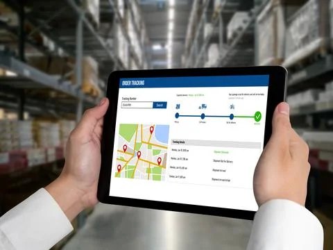 Delivery tracking system for e-commerce and modish online business Stockfoto's