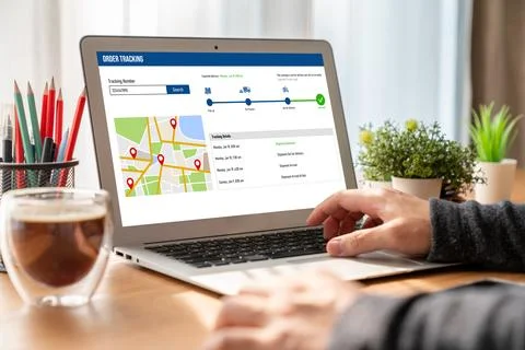 Delivery tracking system for e-commerce and modish online business Foto stock