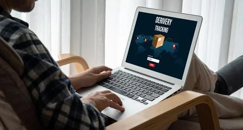 Delivery tracking system for e-commerce and modish online business Foto stock