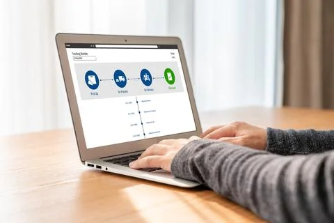 Delivery tracking system for e-commerce and modish online business Foto stock