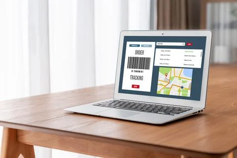 Delivery tracking system for e-commerce and modish online business Foto stock