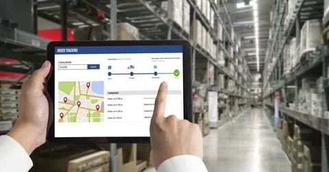 Delivery tracking system for e-commerce and modish online business Foto stock