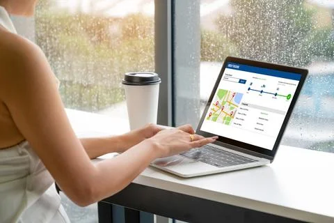 Delivery tracking system for e-commerce and modish online business Foto stock