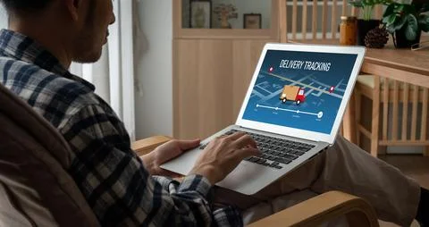 Delivery tracking system for e-commerce and modish online business Foto stock