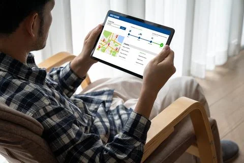 Delivery tracking system for e-commerce and modish online business Foto stock