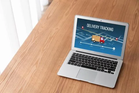 Delivery tracking system for e-commerce and modish online business Foto stock