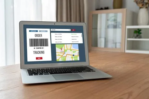 Delivery tracking system for e-commerce and modish online business Stock Photos