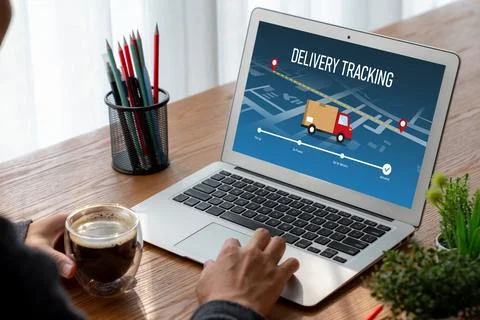 Delivery tracking system for e-commerce and modish online business Foto stock