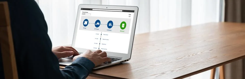 Delivery tracking system for e-commerce and modish online business Foto stock