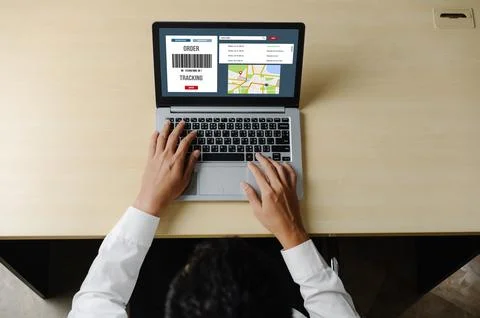 Delivery tracking system for e-commerce and modish online business Fotos Stock