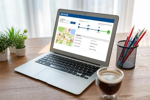 Delivery tracking system for e-commerce and modish online business Stock Photos